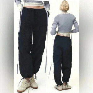 H&M Parachute Loose Fit Oversized Black Pants size XXS